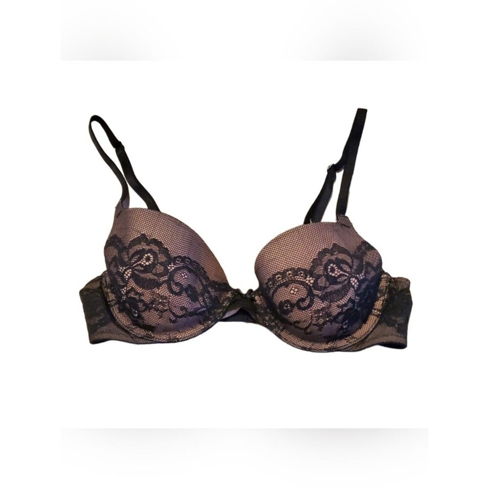 Victoria's Secret Lined Demi/Demi Buste Double Size 34B Black & Nude